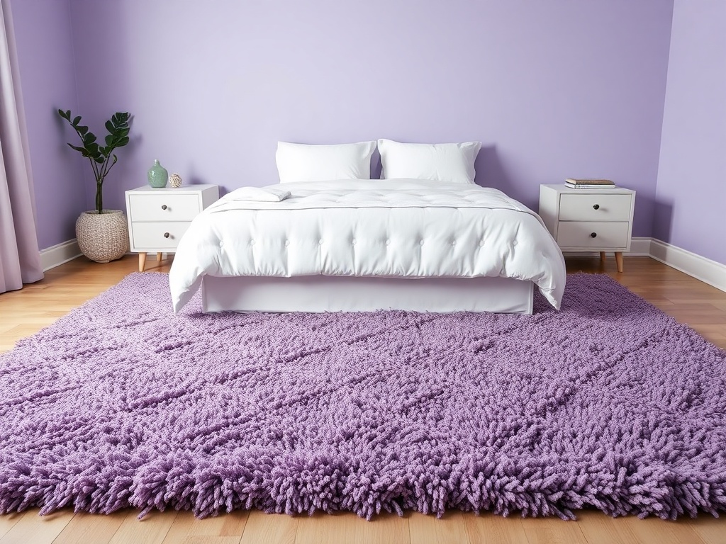 3. Add a Plush Lavender Rug