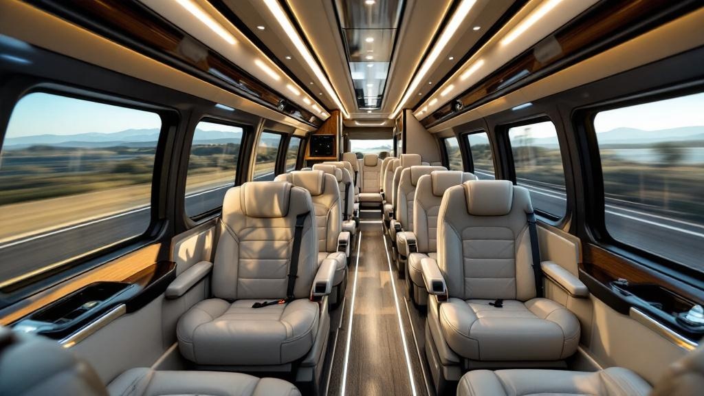 Spacious Mercedes-Benz Sprinter van interior with premium amenities
