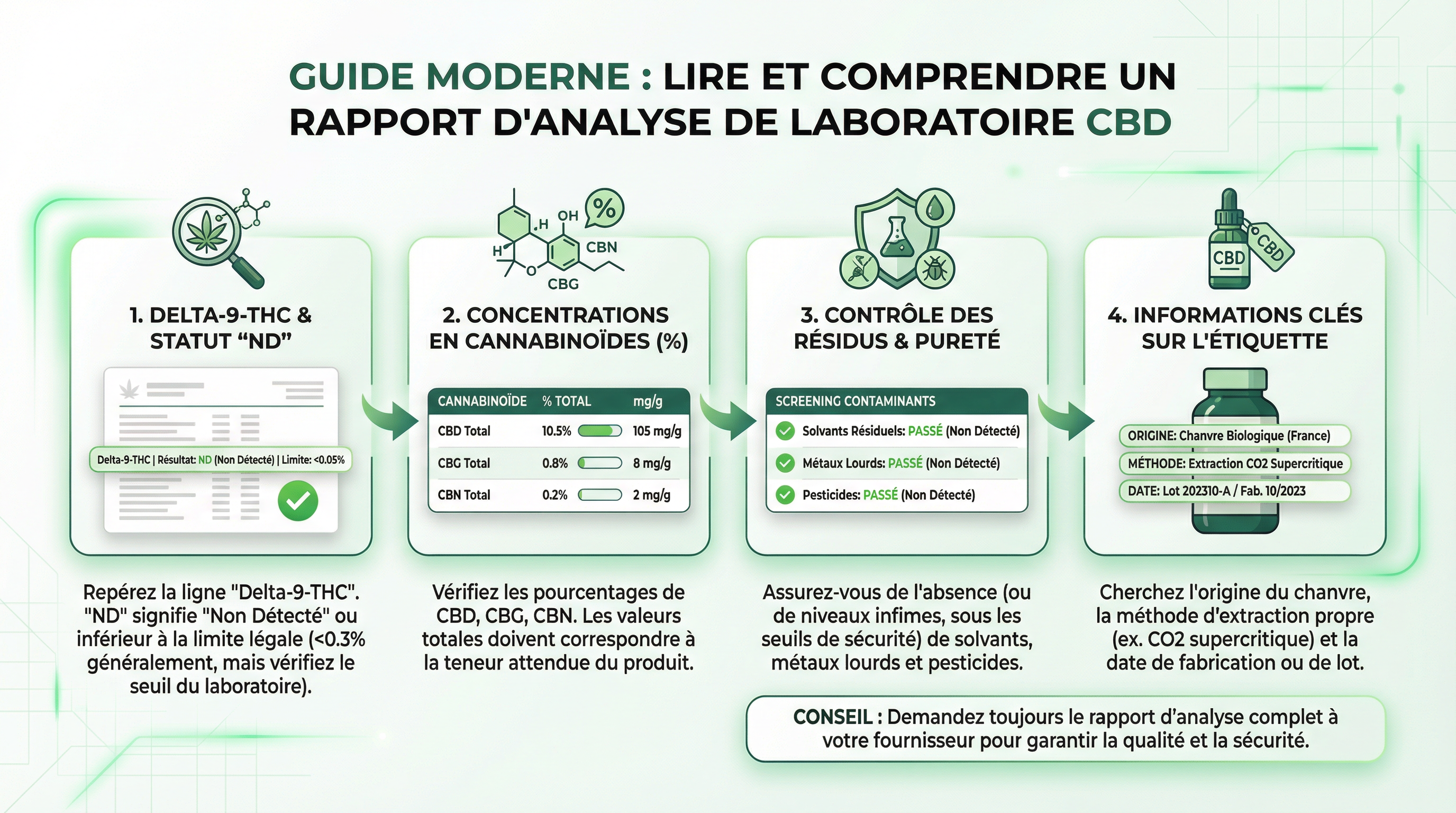 Infographie sur comment lire et comprendre une analyse de laboratoire