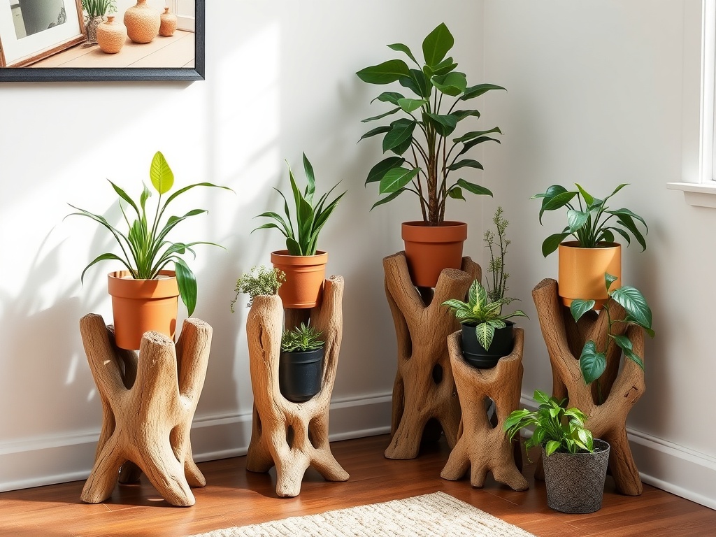 17. Arrange Driftwood Planter Stands
