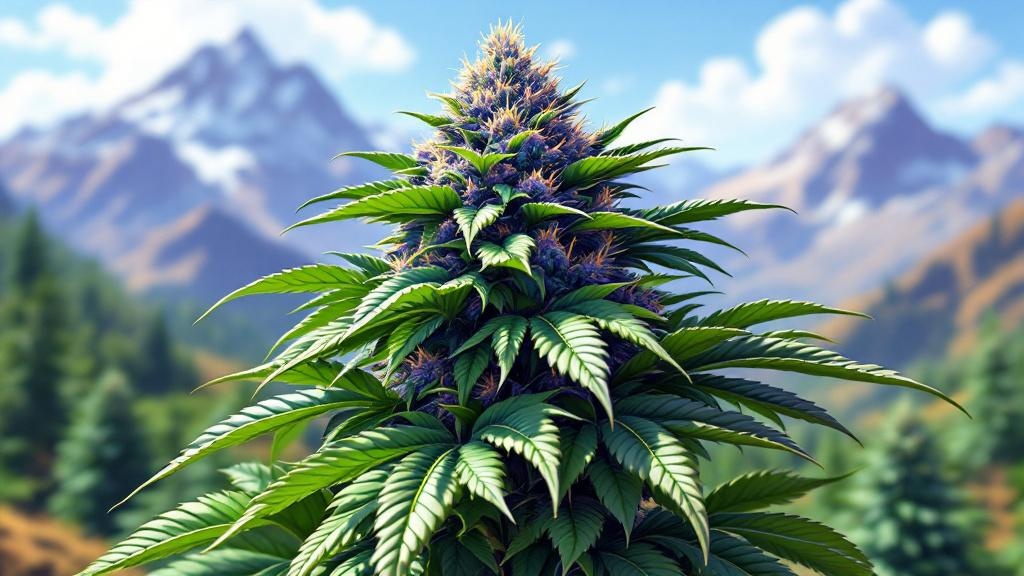 Indica cannabis plant with dense buds structure