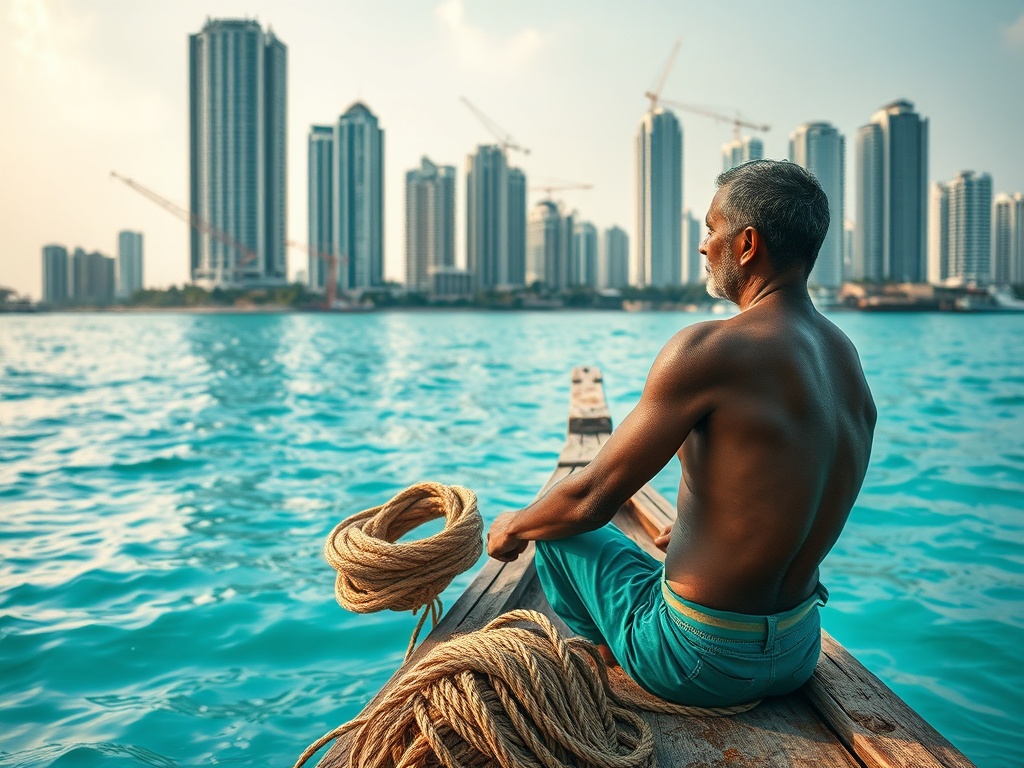 Between the Fishing Boat and Malé's Glass Towers