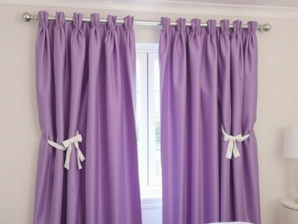 23. Hang Lavender Curtains with White Tiebacks