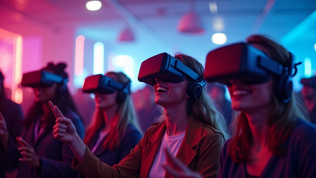 Equipo de empresa disfrutando de una sesión de Team Building VR en Virtua Barcelona