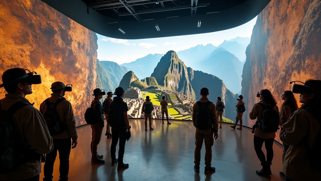 Recreación detallada de la arquitectura inca en la experiencia Machu Picchu VR Madrid.