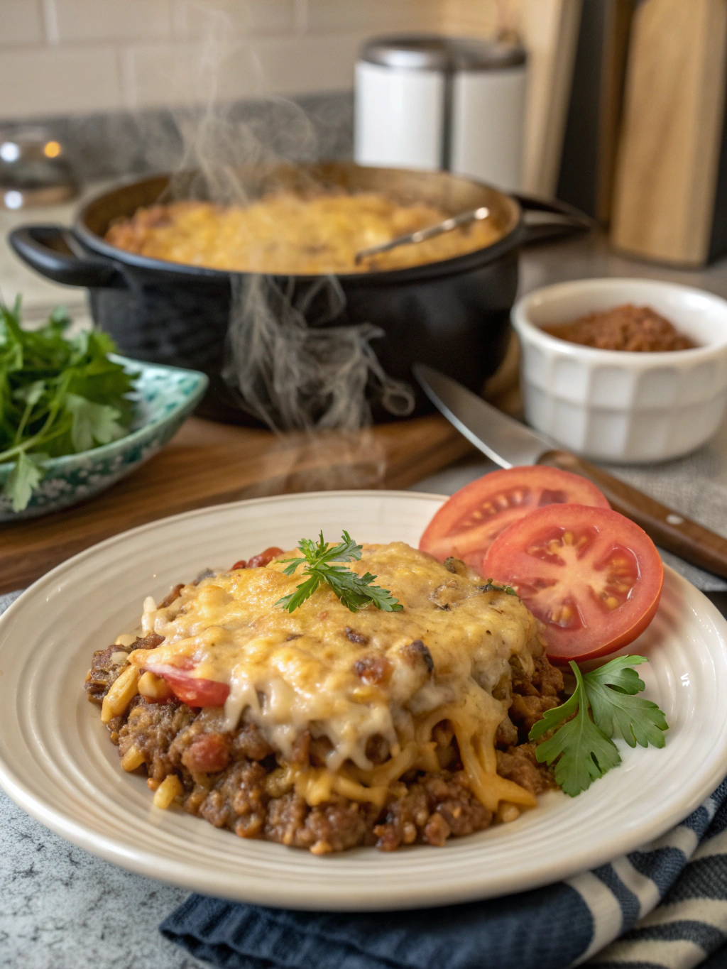 IRRESISTIBLE CHEESY HAMBURGER RICE CASSEROLE RECIPE