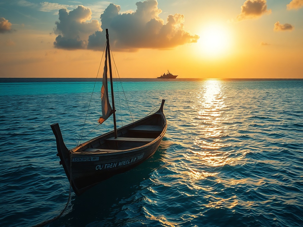 A Fishing Boat Watching Distant Warships on Our Horizon