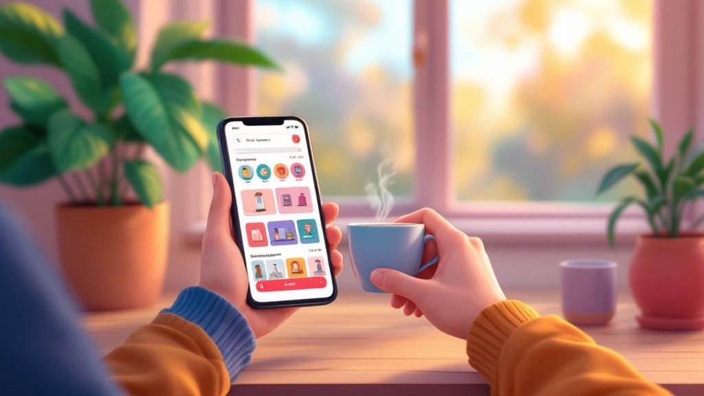 Person browsing cannabis products on smartphone