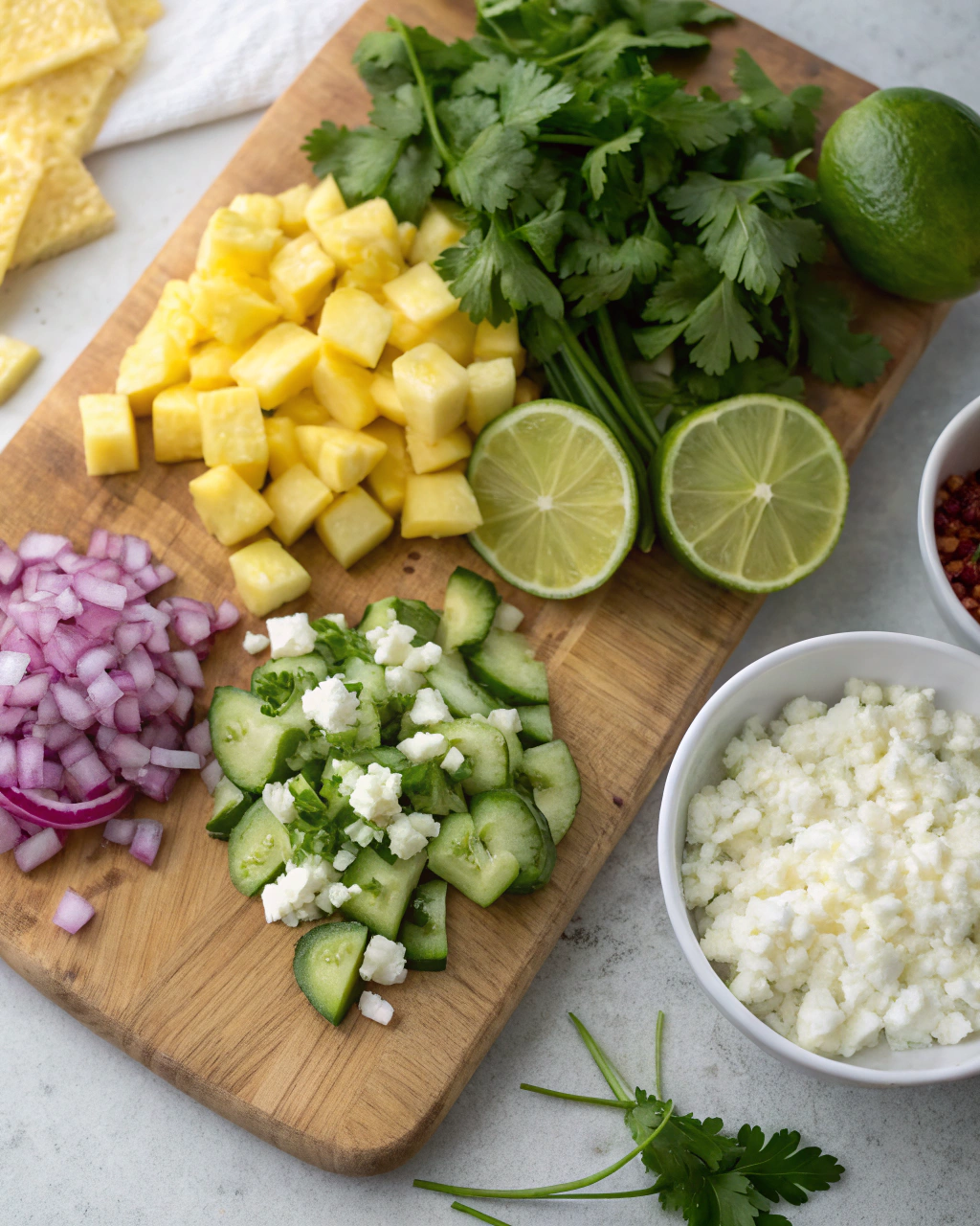 Pineapple Cucumber Salad with Feta Ingredients