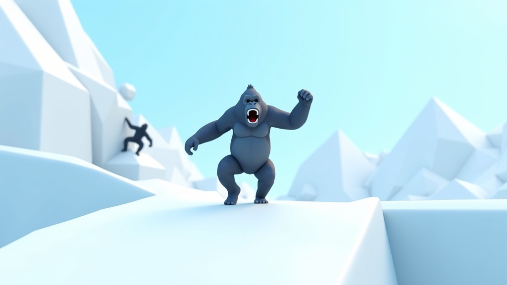 Vista en primera persona de un jugador de Gorilla Tag a punto de saltar de una rama.