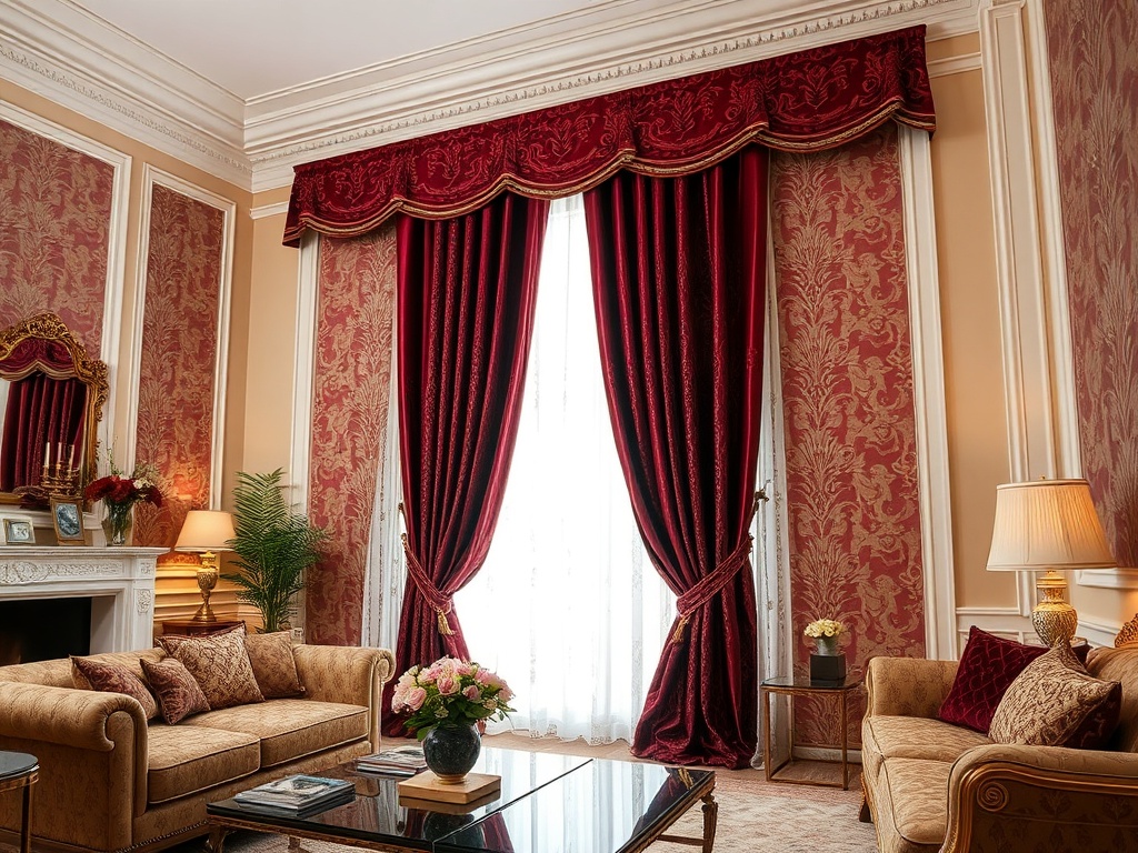 6. Layer with Heavy Brocade Curtains