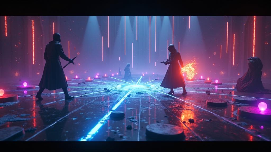 Detalle de la combinación de hechizos de fuego y rayo en VEX MAGE VR