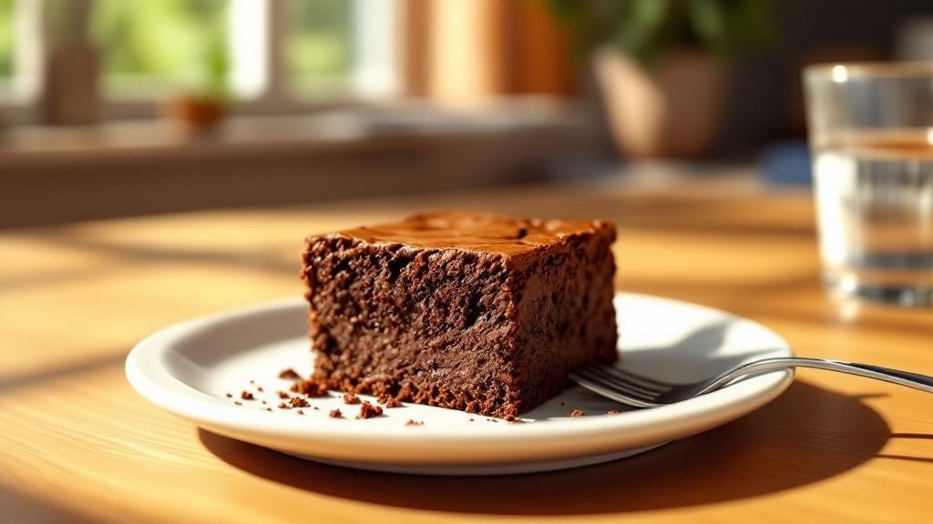 Single THC brownie portion on white plate