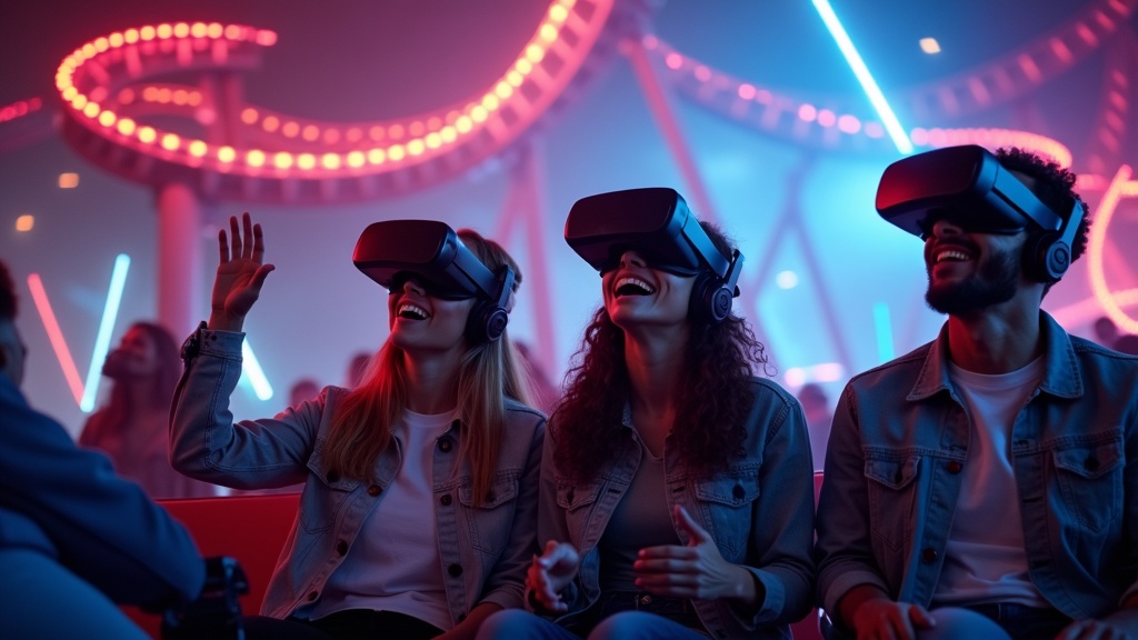 Participante disfrutando de la adrenalina en la Ultimate Booster Experience VR de Virtua Barcelona.