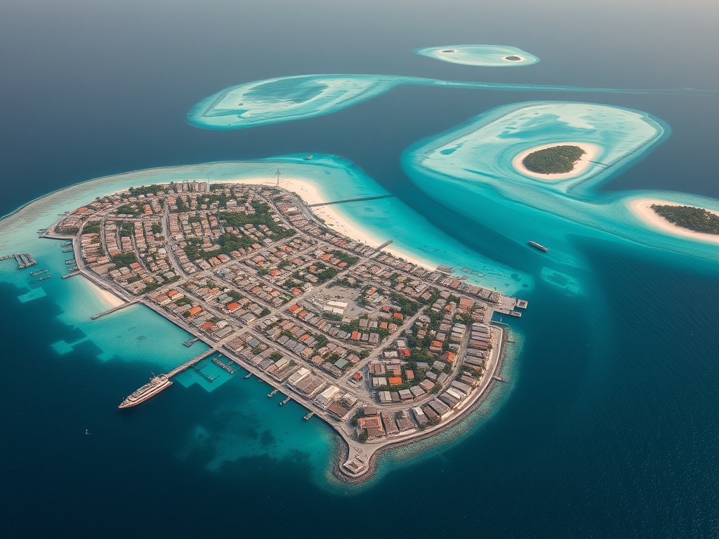 Aerial view of Malé's rooftops, no space left between them