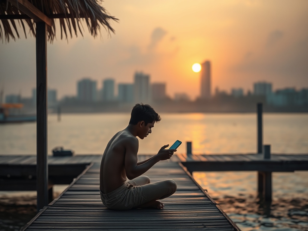 Between the Jetty and the Glowing Screen at Dawn