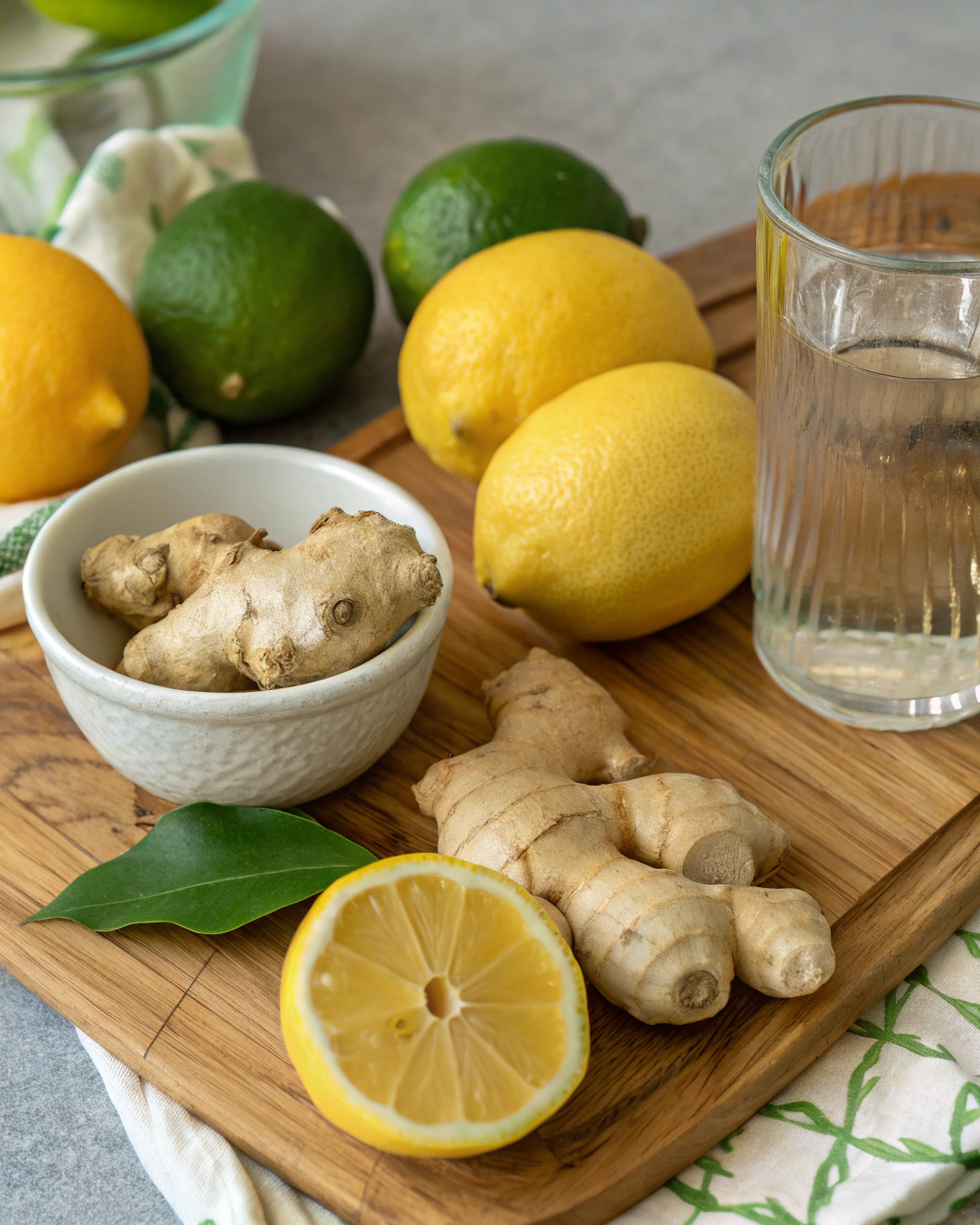 The Best Ginger Lemonade - 3-Minute Magic Recipe 2 The Best Ginger Lemonade ingredients laid out on clean white counter