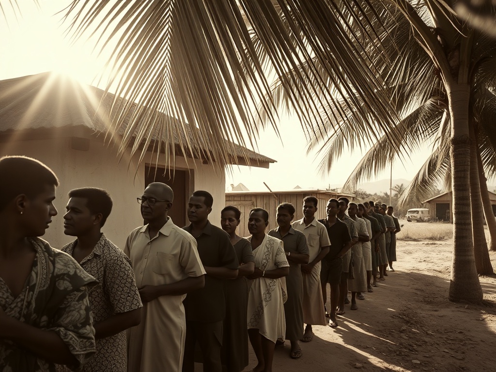 The Ballot Box Under Minicoy's Palm Trees