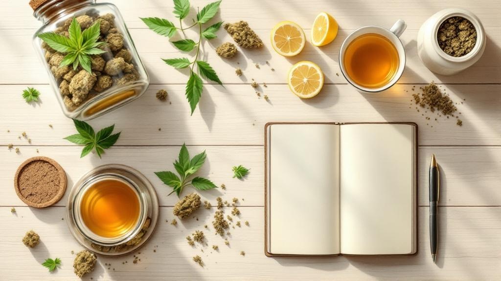 Cannabis tea dosing journal and preparation setup