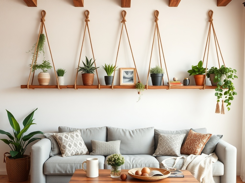 16. Try Hanging Rope Shelves