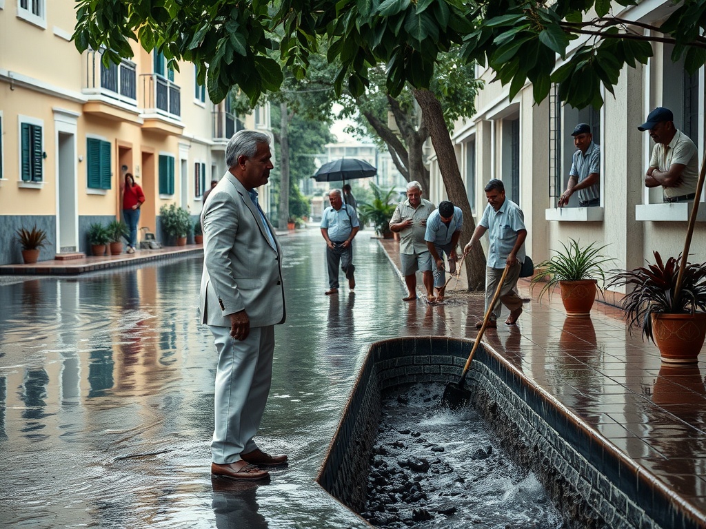 Politician Oversees Routine Drainage Cleaning as Malé Floods Again
