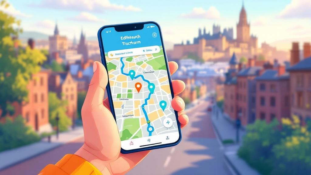 Smartphone showing delivery tracking through Edinburgh