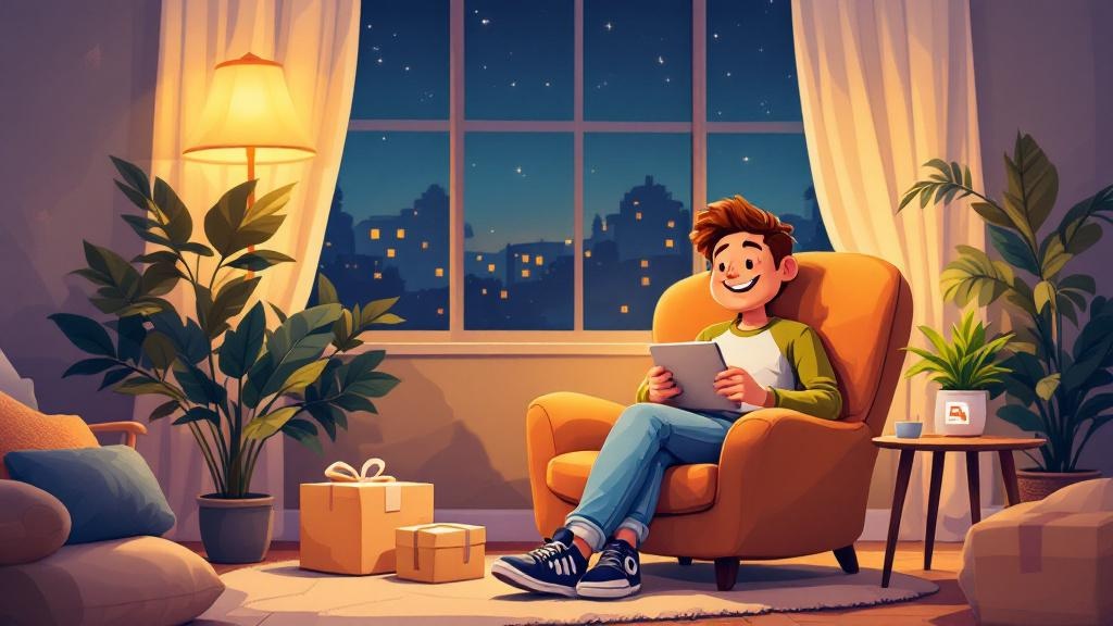 Cartoon discreet cannabis home delivery tracking illustration