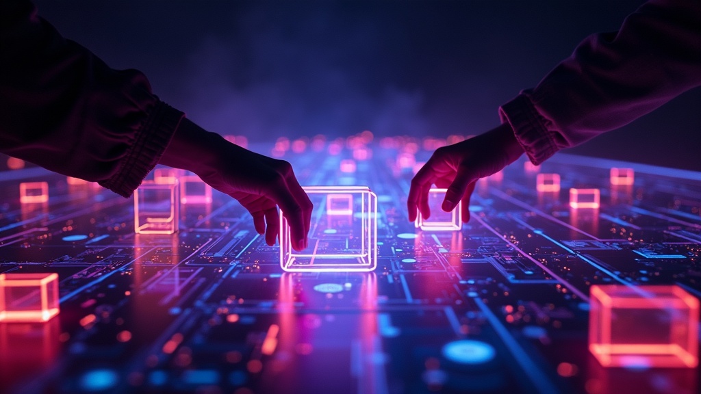 Avatar Loomii personalizado en un entorno abstracto de Lumines Arise