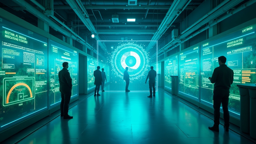 Visualización conceptual de la IA analizando datos para la gestión de residuos empresariales