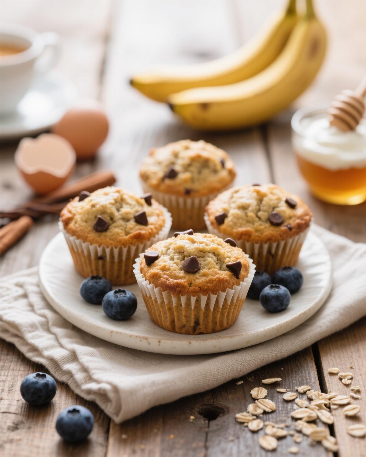 Homemade Banana Protein Muffins A tempting batch of fresh banana protein muffins on a cooling rack