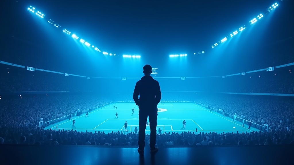 Apple Vision Pro mostrando una experiencia inmersiva de fútbol en el estadio