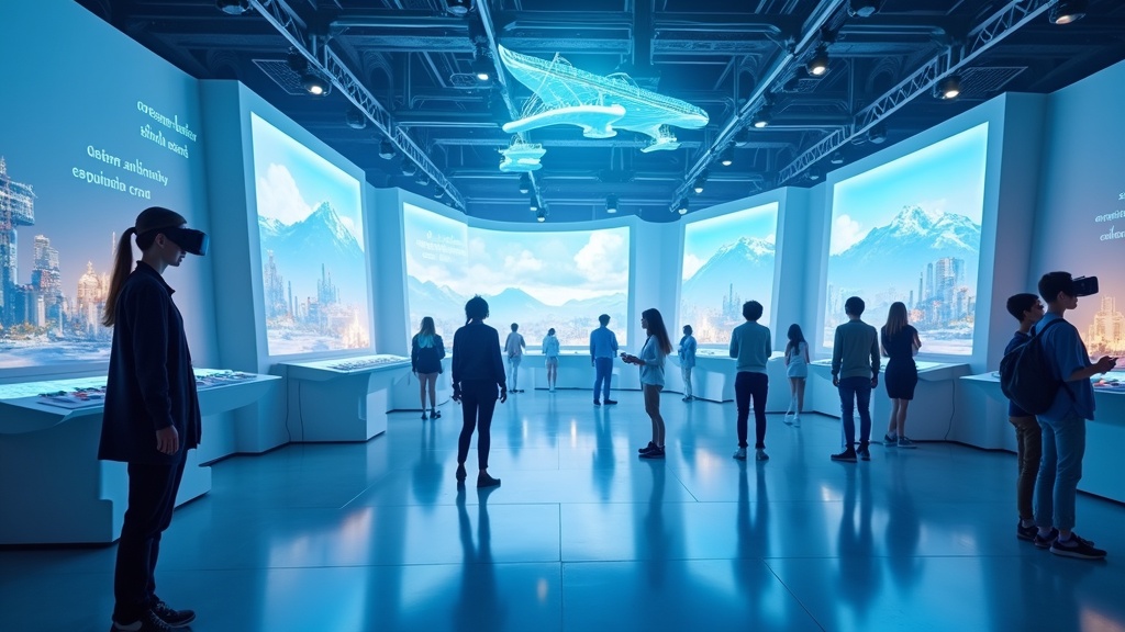 Estudiante usando gafas de realidad virtual de la UVigo en el stand de Edugal