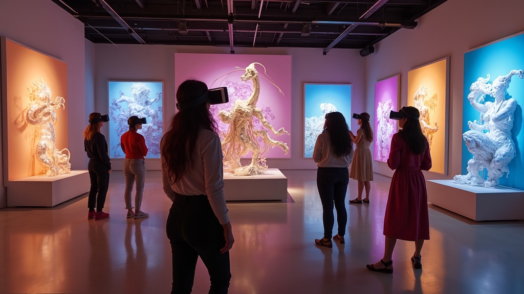 Obra de arte con realidad virtual en Zaragoza mostrando elementos de la exposición inmersiva de Silvia Sánchez