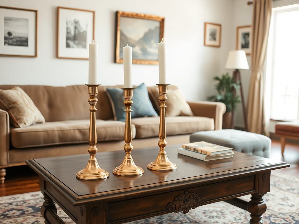 4. Decorate with Brass Candlesticks