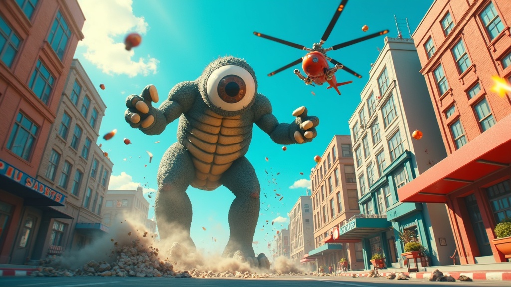 Vista de los pilotos humanos en el multijugador asimétrico Me You and Kaiju, coordinando un ataque contra el monstruo