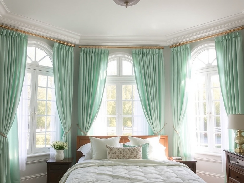 4. Incorporate Seafoam Green Curtains