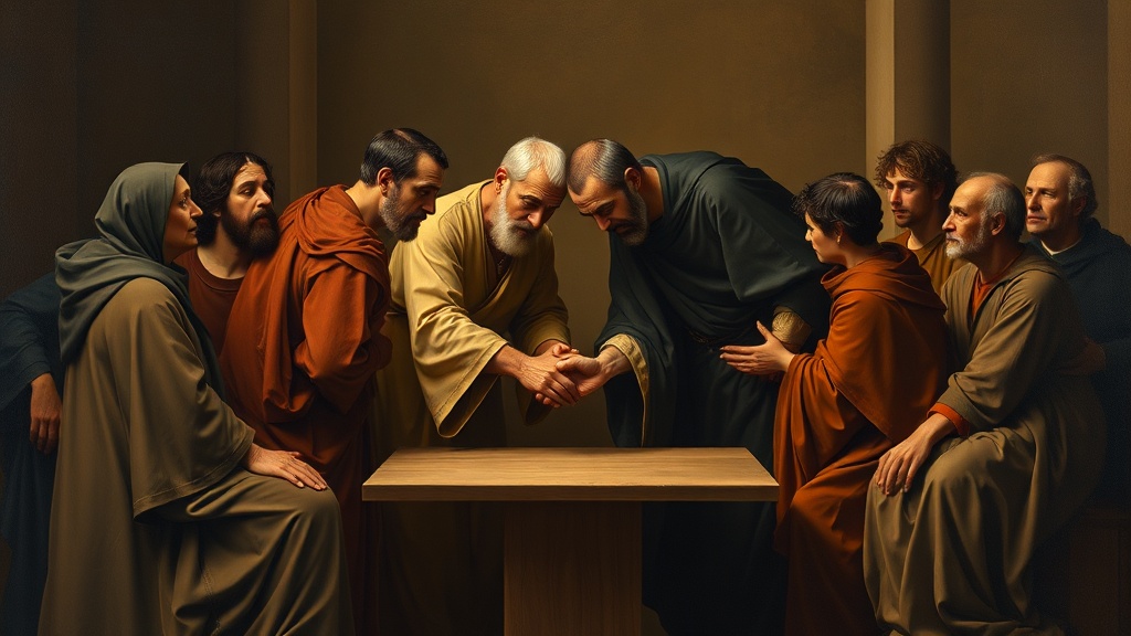 화해를 상징하는 고전적 예술 이미지