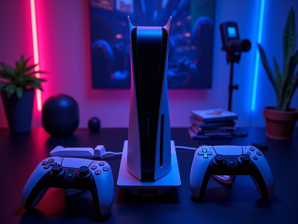 Setup gamer organizado donde se ve que el OIVO Soporte PS5 merece la pena por su diseño