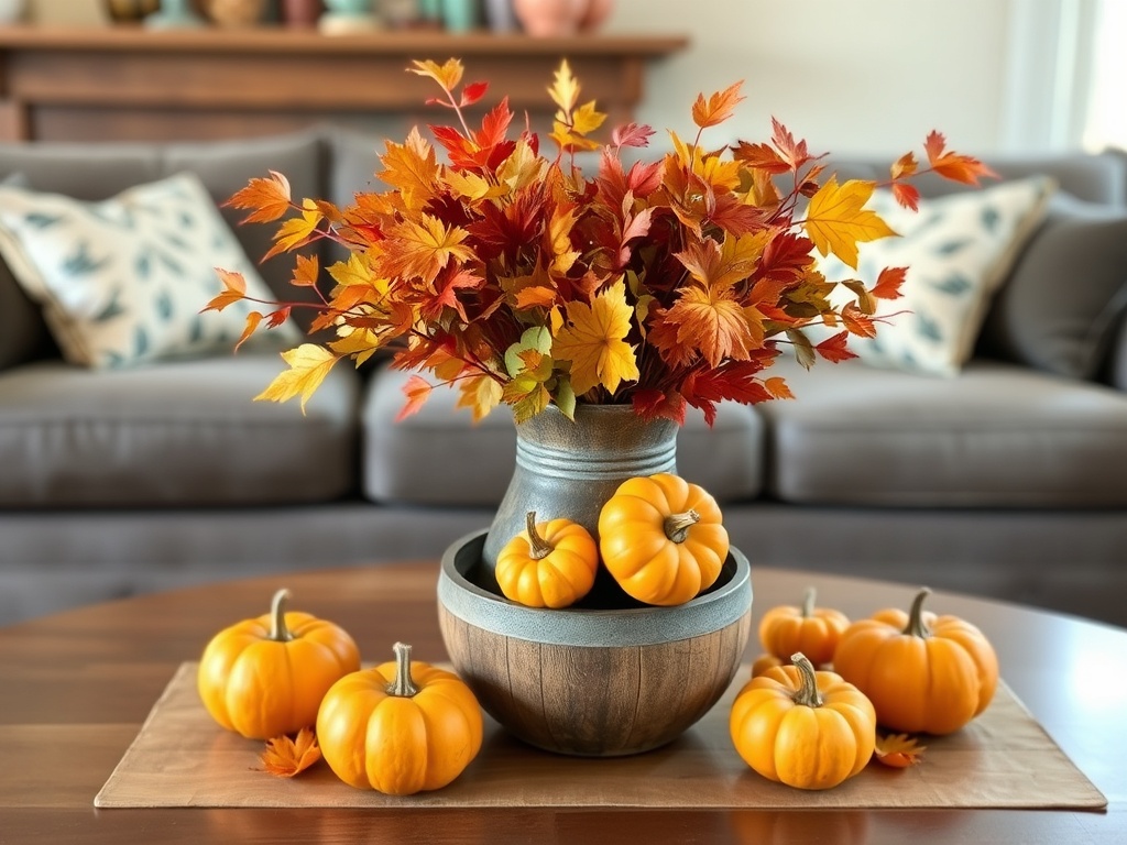 Centerpiece with Autumn Foliage