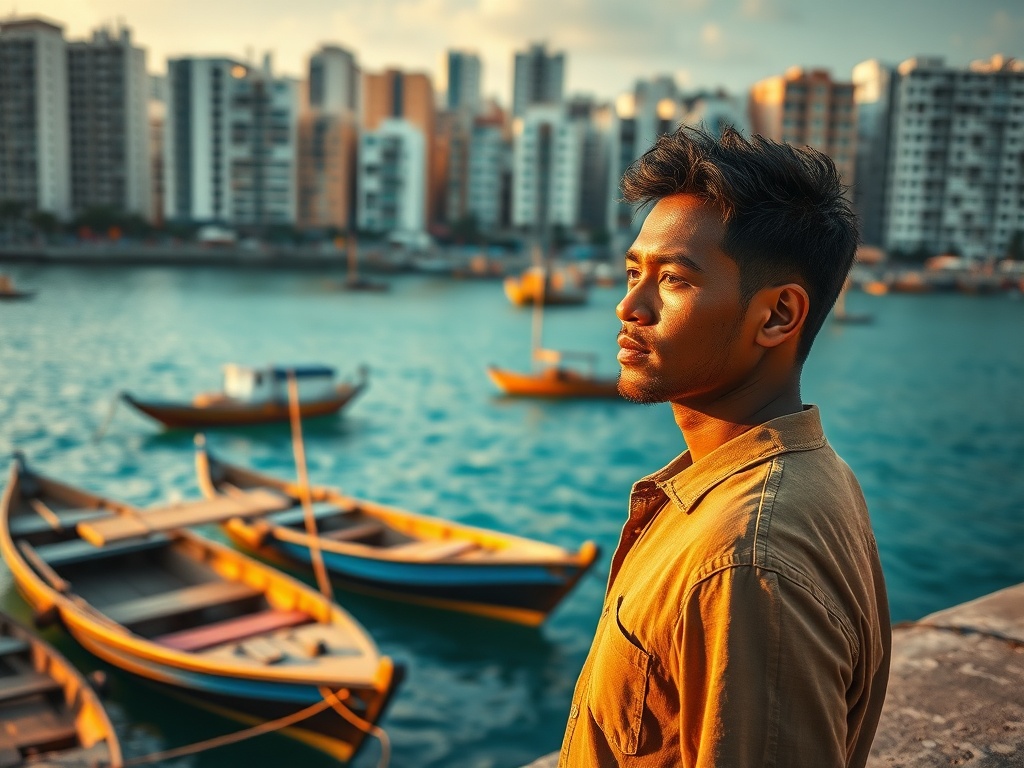 Where Maldivian Youth Watch Fishing Boats From Crowded Malé Streets