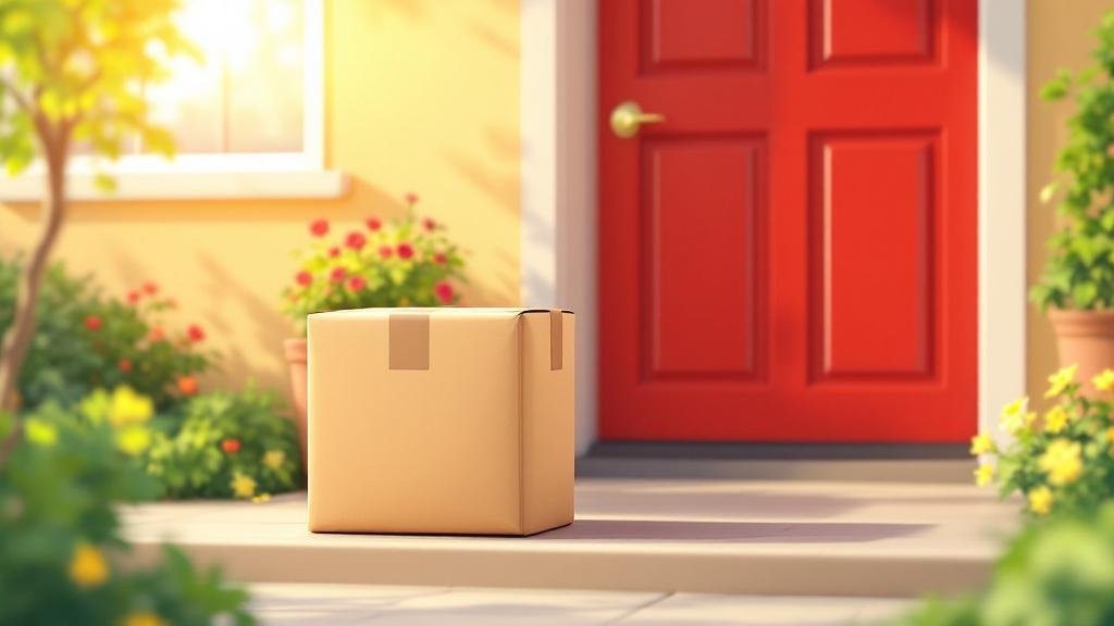 Cartoon discreet delivery package on doorstep