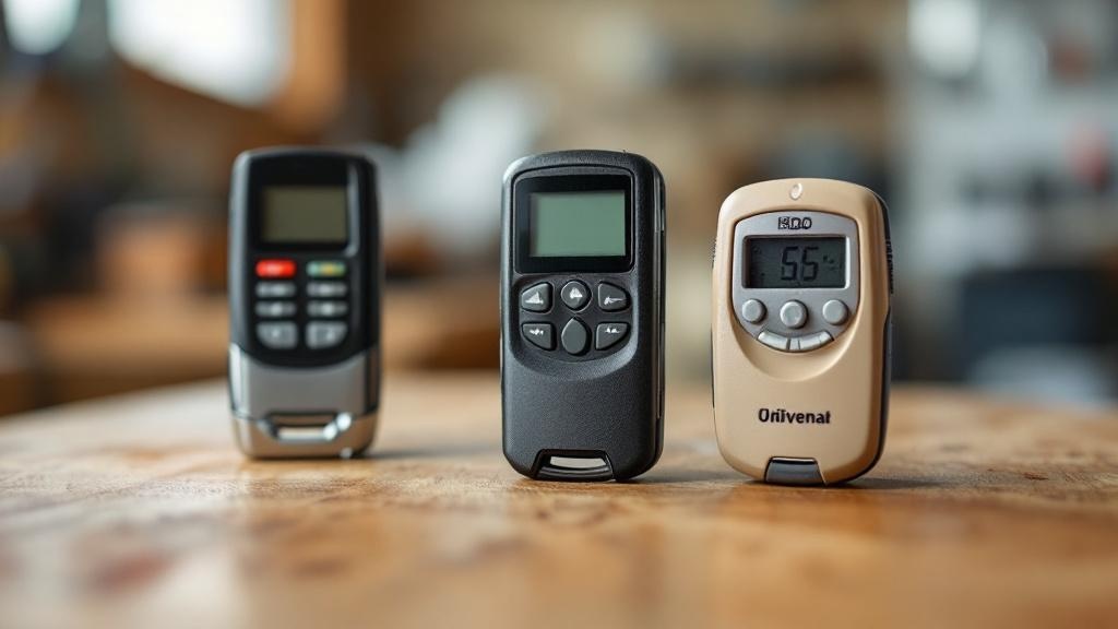 Various universal garage door remote controls displayed