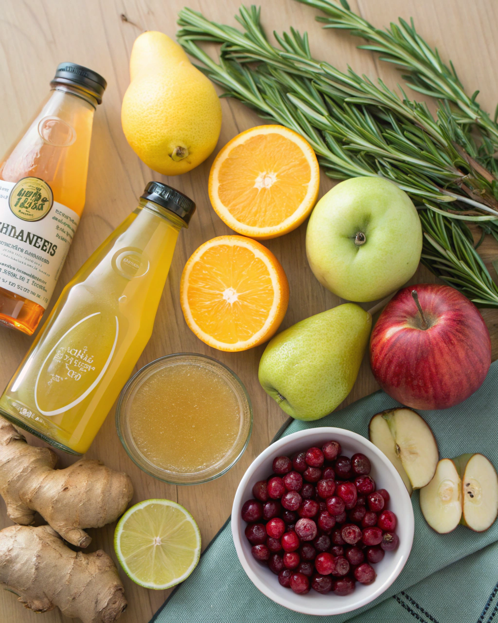 Non Alcoholic Thanksgiving Punch Recipe - 3-Minute Magic Method 2 Non Alcoholic Thanksgiving Punch ingredients laid out on clean white counter