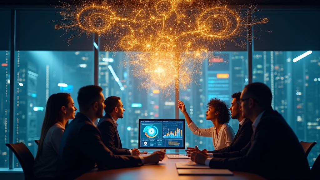 Visualización de la inteligencia artificial como una fuerza disruptiva en el mercado empresarial, en línea con la Plataforma Agentic.