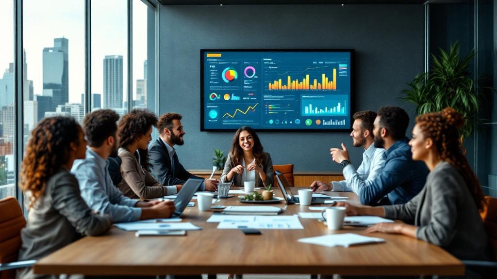 Business executives reviewing supply chain automation strategy