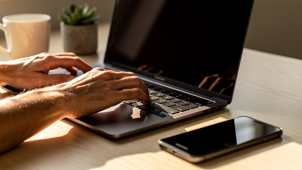 Business owner working efficiently at organized workspace