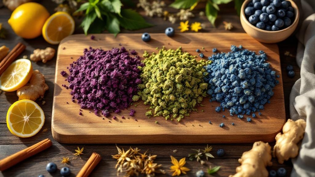Different cannabis strains with complementary tea ingredients
