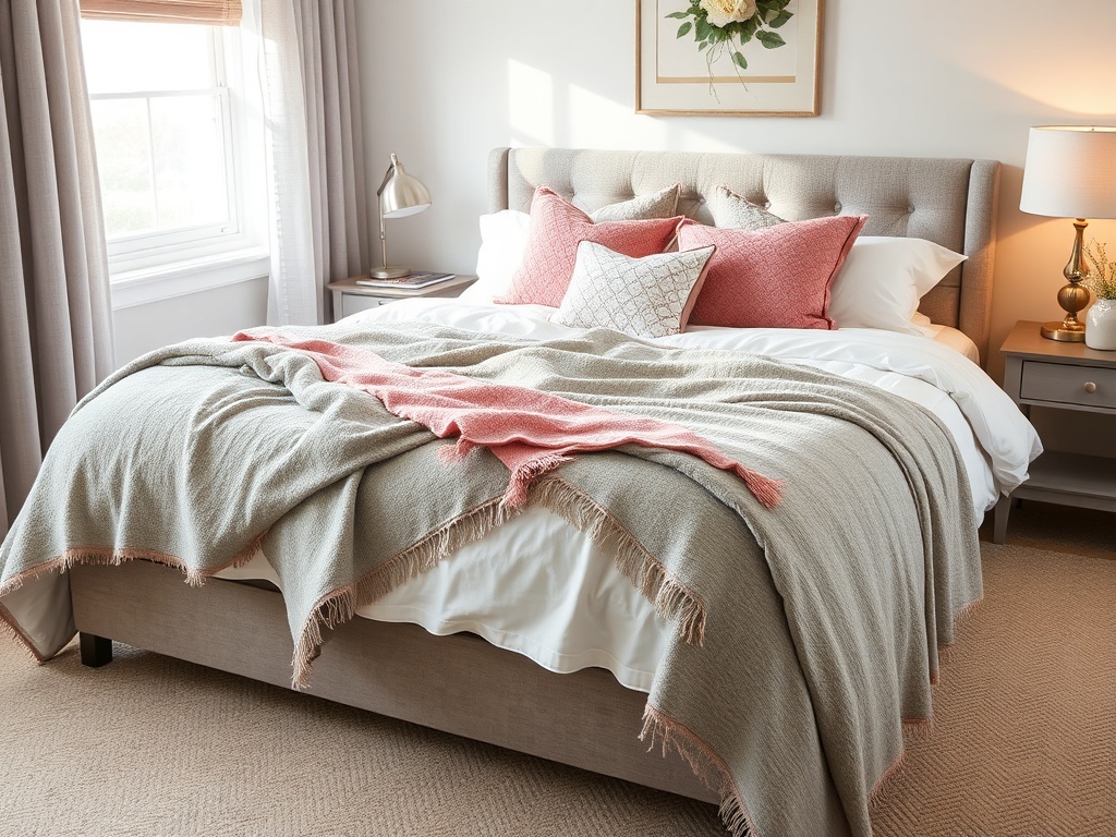 15. Add Gray and Rose Throw Blankets