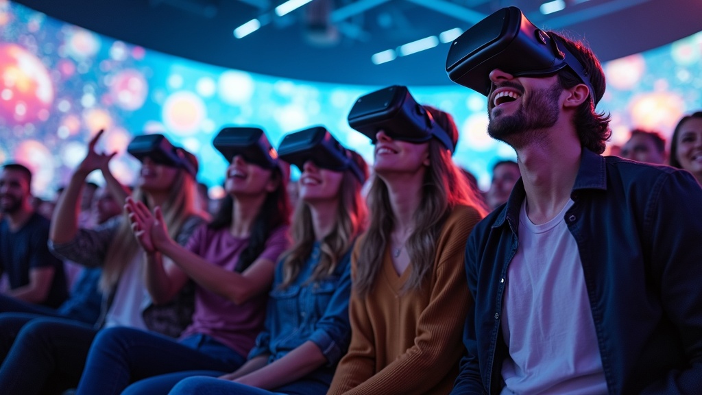 Equipo de empresa colaborando con gafas de realidad virtual en Virtua Barcelona