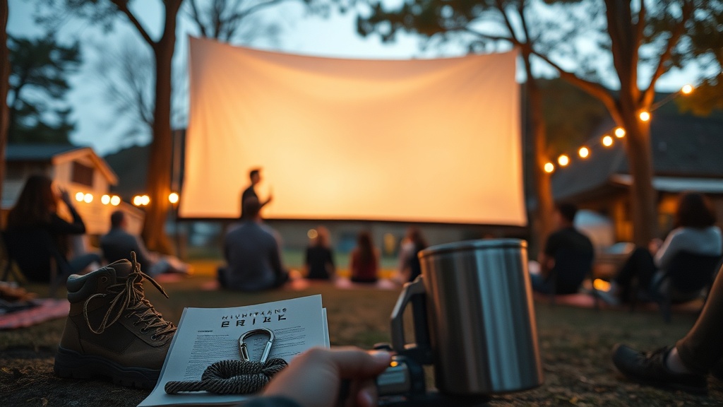 Outdoor audience at screening
